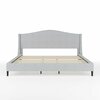 Martha Stewart Amelia King Upholstered Platform Bed w/Curved Headboard and Cushioned Siderails, Wood Slat, Gray TW-3WDB02-K-GY-MS